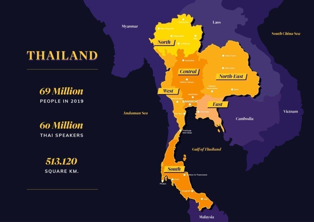 แผนที่ประเทศไทยอินโฟกราฟิก 2019 โดย เอเชีย มีเดีย สตูดิโอ 