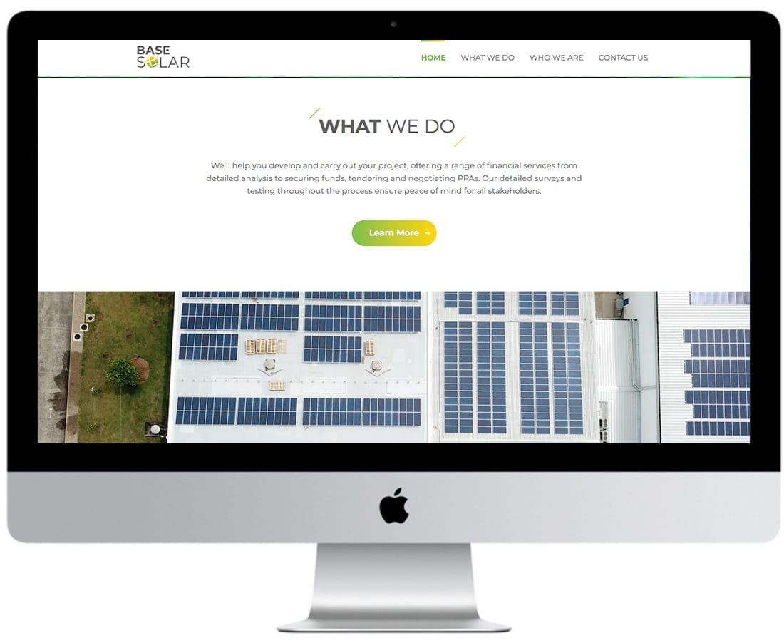Base Solar ม็อคอัพออกแบบเว็บไซต์ 2