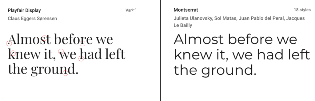 Serif and Sans Serif font from google font