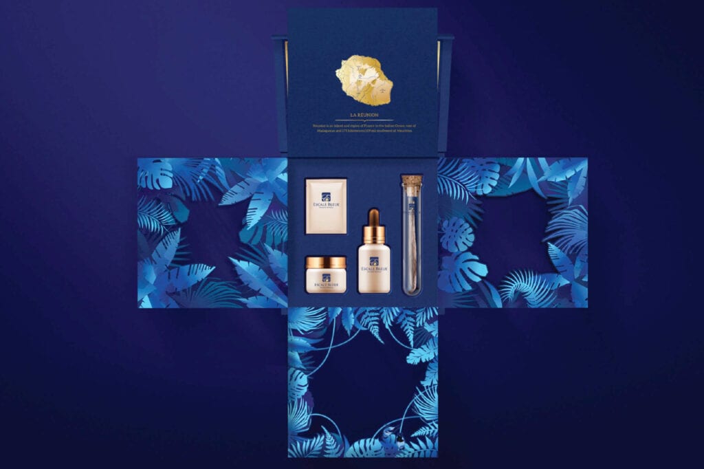 Vanilla Box Packaging Design for Escale Blue by Asia Media Design Agency in Bangkok Thailand